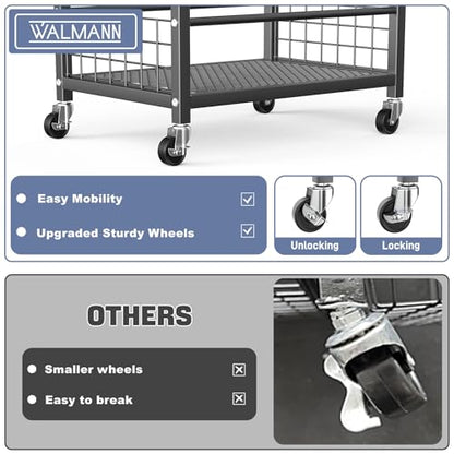 WALMANN Garden Tool Organizer with Wheels for Garage, Rakes/Shovels/Yard Tools Storage Stand for Garden, Shed, Indoor/Outdoor Long-Handled Tools Rolling Cart - style: Medium-stand