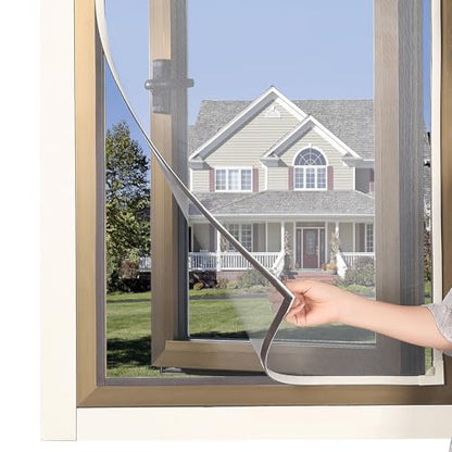 Magnetic Window Screen DIY Adjustable Window Mesh Screen Replacement Window Net Fits up to 51"x 59" White Frames with Fiberglass Mesh - size: 51"X 59"