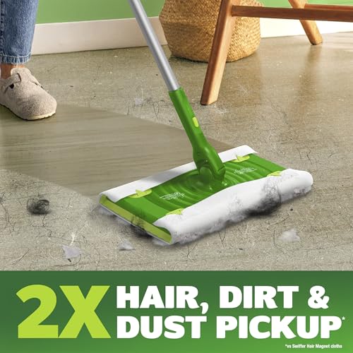 Swiffer Hair Magnet Deluxe Starter Kit with Collapsible Pole, 9 Hair Magnet Dry Cloths, 2 Bonus Mop & Go Wet Cloths - style: Hair Magnet Deluxe