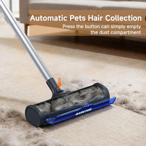 Carpet Hair Removal Tool, Long Handle Dog Hair Remover, Reusable Carpet Sweeper, Pet Fur Remover with Dust Container for Carpet, Rugs, Mats, Furniture, Upholstery