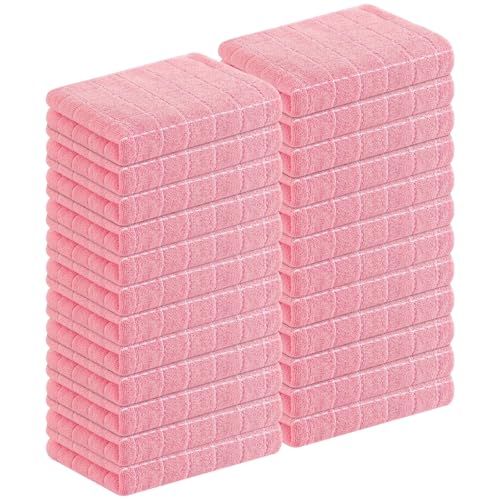 Homaxy 100% Cotton Terry Kitchen Towels(Pink, 13 x 28 inches), Checkered Designed, Soft and Super Absorbent Dish Towels, 24 Pack - color: Pink, size: 13 X 28 - 24 Pack