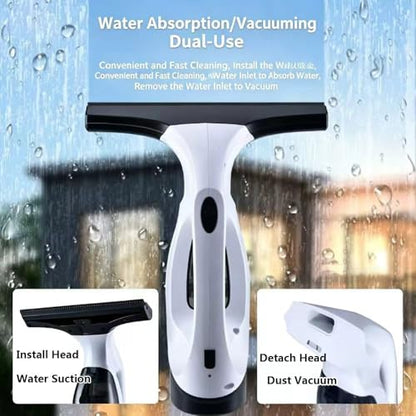 Cordless Window Vacuum Squeegee with 150ml Detachable Water Tank, Electric Window Cleaner Handheld Glass Cleaning Tool with Strong Suction for for Mirror, Shower Wall, Tile, Car Glass