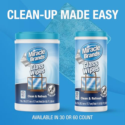 MiracleWipes for Glass, Disposable and Streak Free Cleaning Wipes for Mirrors, Windows, Kitchen, Home, and Auto- 30 Count - size: 30 Count (Pack of 1)