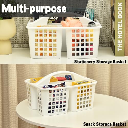 Haundry Plastic Shower Caddy Basket with 3 Compartments, Portable Divided Cleaning Supply Storage Organizer with Handle (Black) - color: A Style-Black