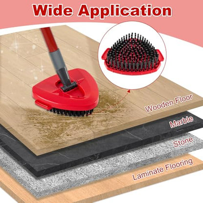 2-Pack Mop Scrub Brush Head for O-Cedar EasyWring 1-Tank, Hard Bristle | Triangular single bucket system base refill. Heavy duty grout tile scrubber attachments. Red shower kitchen cleaning part - size: 2 Pack