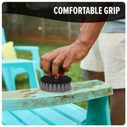 Dirt Devil Handheld Pommel Scrubbing Brush, 3.5", Includes Medium Bristle Head, Comfortable Ergonomic Grip, Interchangeable Brushes, Ideal for General Purpose Cleaning - style: Handheld Scrubber