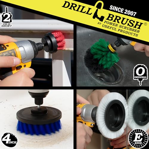 Drillbrush Wheel Cleaning Auto Scrubber Brush - Powerful Drill Attachment for Cleaning Crevices/Gaps - Automotive Detailing Carpet Scrubber Brush for Boats, Cars, Trucks - Tile Grout Cleaner Tool - color: White, Green, Blue, Red