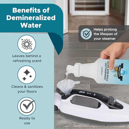 Steam & Go Demineralized Water for Steam Mop – Clean Ocean Scent, 32 oz (Pack of 1) | Scented Floor Cleaner Solution, Ready-to-Use, Compatible with Any Steam Cleaner - size: 32 Fl Oz (Pack of 1)
