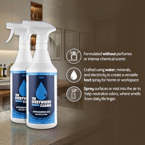 The Everywhere Cleaner Hypochlorous Acid Spray 500ppm (HOCL) - Multi-Surface Household Cleaner & Odor Neutralizer for Kitchen, Bathroom, Sealed Floors, No Fumes, No Residue - 1 Gallon - size: 128 Fl Oz (Pack of 1)
