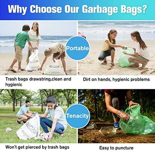 Trash Bags 10 Gallon Medium Kitchen Drawstring Bathroom Garbage Bags, Fit 8-10 Gal Bins,Extra Strong&Leak-Proof,Unscented&Recyclable Trash Can Liners for Bathroom Home Office Garden Lawn - style: 8-10 Gallon-White