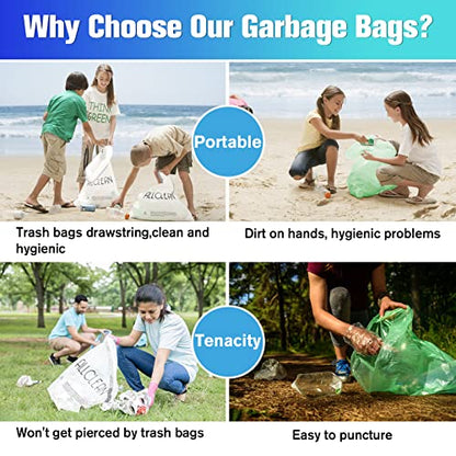 Trash Bags 10 Gallon Medium Kitchen Drawstring Bathroom Garbage Bags, Fit 8-10 Gal Bins,Extra Strong&Leak-Proof,Unscented&Recyclable Trash Can Liners for Bathroom Home Office Garden Lawn - style: 8-10 Gallon-White
