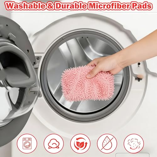 Reusable Microfiber Mop Pads, 3Pcs Replacement Compatible with Swiffer Sweeper Mop, Refills & Washable Dry Sweeping Cloths for Surface Hardwood Floor Cleaning(Pink) - color: Pink