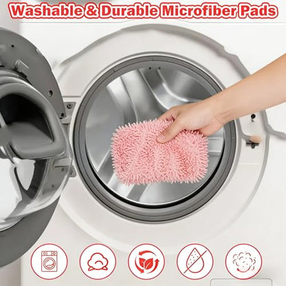Reusable Microfiber Mop Pads, 3Pcs Replacement Compatible with Swiffer Sweeper Mop, Refills & Washable Dry Sweeping Cloths for Surface Hardwood Floor Cleaning(Pink) - color: Pink