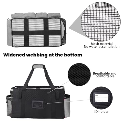 Extra large Cleaning Caddy Bag Built-in Sturdy Support Board, Cleaning Organizer with Detachable Divider, Cleaning Supply Tote with Adjustable Shoulder Strap (Grey, 19'' x 11'' x 11'') - color: Grey