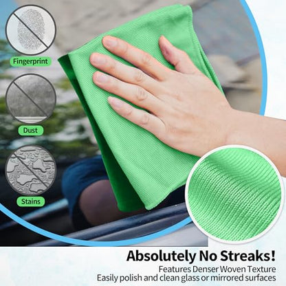 Microfiber Cleaning Cloth, 10 Pack Glasses Cleaning Cloth, 16" ×14" Window Cleaning Rags, Streak Free Lint Free Polishing Cloths Wipes for Eye Glass Stainless Steel Windshield, Sage Green - color: Sage Green, size: 16" x 14"