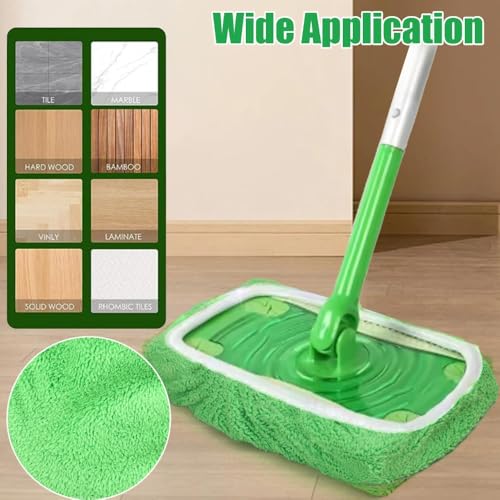 2-in-1 Mop Head Replacement Rag Towel Reusable Microfiber Household Wet and Dry Cleaning Cloths Shoe Cover Rags,22x9cm (Green,1pcs) - color: Green,1pcs