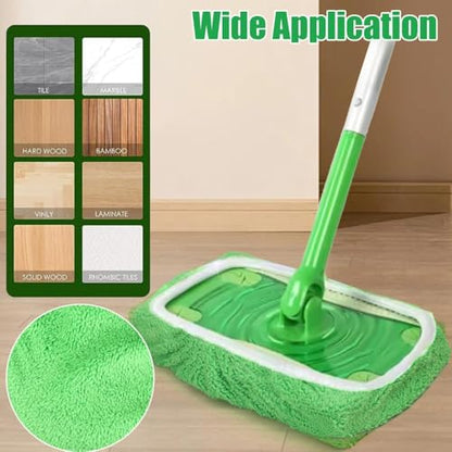 2-in-1 Mop Head Replacement Rag Towel Reusable Microfiber Household Wet and Dry Cleaning Cloths Shoe Cover Rags,22x9cm (Green,1pcs) - color: Green,1pcs