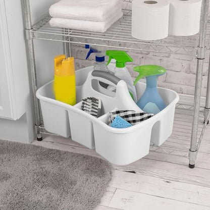 Large 5 Gal Divided Cleaning Caddy Organizer with Handle - Cleaning Supplies for Housekeeping - Shower Caddy Portable - Shower Caddy Dorm - Cleaning Supplies Organizer - 17.75 x 13.25 x 7.75