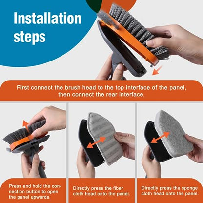 CLEANHOME Tub Tile Scrubber Brush with 3 Different Function Cleaning Pads and 56" Extendable Long Handle-No Scratch for Cleaning Bathroom Kitchen Toilet Wall Sink,Orange - color: Orange