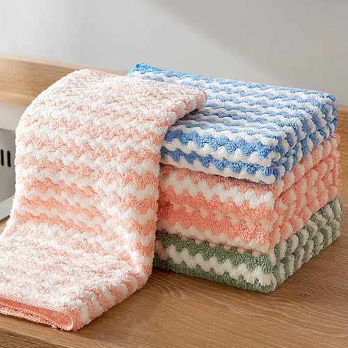 JOYMOOP 5 Pack Microfiber Cleaning Cloth, All-Purpose Microfiber Towels, Absorbent Streak Free Lint Free Rags for Cleaning Reusable and Washable Towels - 11.81" x 11.81" - color: Mixed [Pink+blue+green], size: 11.8"x11.8" - 5pcs