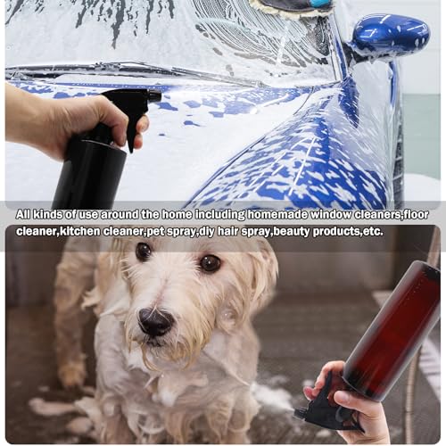 OFFIDIX 360° Water Spray Bottle 2 Pack 16 oz Continuous Plastic Empty Spray Bottles Mister for Hair,Cleaning,Plants,Upside Down,Fine Mist and Stream Setting,Black - color: Black
