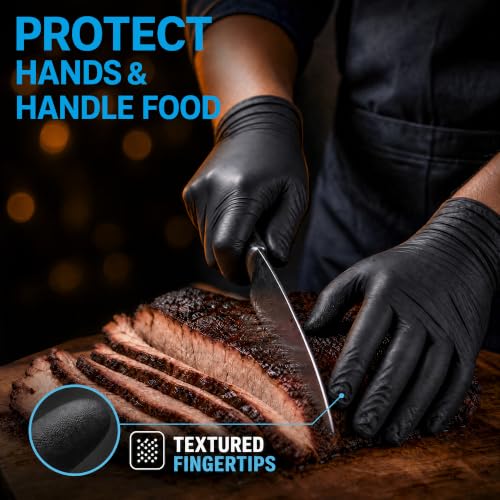 HEAVY DUTY 6 Mil Nitrile Black Gloves Disposable Latex Free Rubber Cooking Cleaning Food Prep Tattoo Gloves 1000PCs - size: X-Large