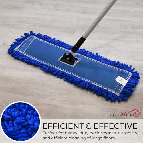 Kleen Handler 24 inch Microfiber Dust Mop | Medium Washable Commercial Mop Head Replacement, Pack of 3 - color: Blue - 24 Inch, size: 3 Pack