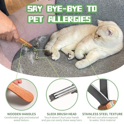 Pet Hair Remover - Dog Cat Hair Remover & Lint Cleaner Pro for Carpets, Couch, Clothes - Fur Removal Tool, Portable Carpet Scraper, Furniture Hairball Shaver Brush - Ideal Pet Hair Removal Tool (wood)