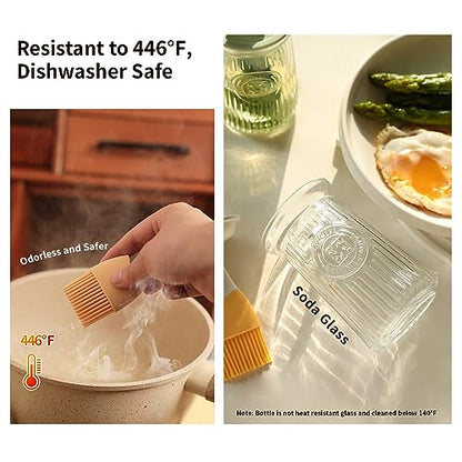 Oil Dispenser with Brush - Glass Olive Oil Dispenser for Kitchen, 3 IN 1 Oil Dispenser Bottle with Silicone Basting Brush for Cooking Vinegar Sauce BBQ Grill Frying (Green/White) - color: Green/White, style: 2 Pack
