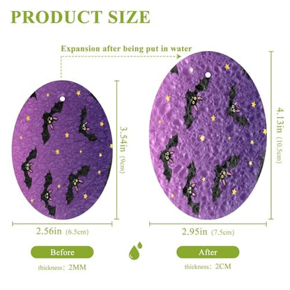 Bats Flying on Purple Background Dish Scrub Sponges Kitchen Halloween Non Scratch Reusable Compressed Cellulose Sponge Hanging for Household Cleaning Washing Dishes Pots and Pans 3 Pack - color: Pattern16