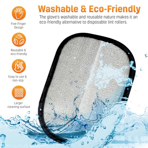 3pcs Large Pet Hair Removal Gloves for Cats | Electrostatic Magic Brush for Clothes, Beds, Sofa, Carpets | Fur Hero | Thickened Newly Upgraded | Fur Remover Mitt for Dogs, 2 Gloves + 1 Lint Scraper