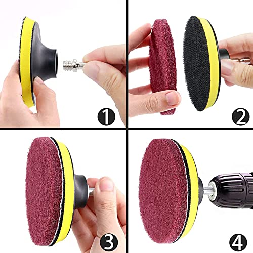 Auniwaig 1000-Grits 7 Inch Scrubber Scouring Pads Gray-Multipurpose, Drill Scuffing Disc Hoop and Loop Cleaning Kit for Bathroom & Kitchen 6pcs - size: 1000#