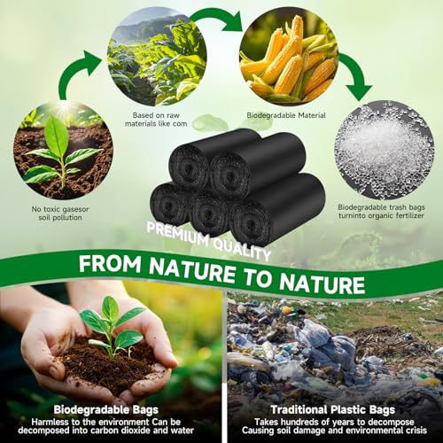 Small Bathroom Trash Bags 2 Gallon - Black Mini Garbage Bags With Handle Biodegradable Compostable 100 Count Kitchen Office Car Little Waste Basket Unscented Tiny Liners Strong Thick Chenyucheng - style: 2 gallon Black 100 Count