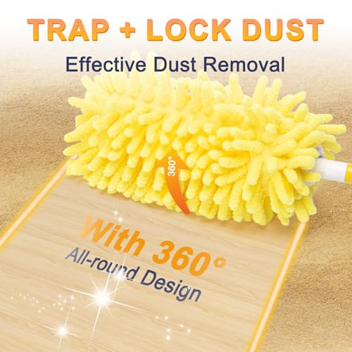 KeFanta Reusable Duster Refill for Swiffer, 360° Heavy Duty Duster Refills 8Pcs with 1 Handle, Washable Microfiber Dusters for Cleaning