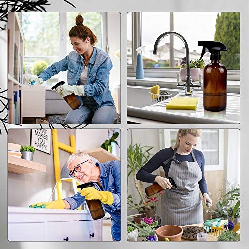 Worldgsb Glass Spray Bottles, 16oz Amber Glass Spray Bottles with Labels & Adjustable Nozzle, Reusable Containers for Cleaning, BBQ, Food, Plants, Alcohol, Essential Oils(1 Pack) - color: Amber, style: 1 Pack
