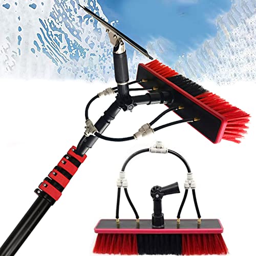 Water Fed Pole Kit, 12-39ft Adjustable Window Cleaning Pole with Squeegee, 180° Rotatable Brush Head Telescopic Cleaning Brush Outdoor Glass Solar Panel,39FT/12M - color: 10.8m, size: 39FT/12M