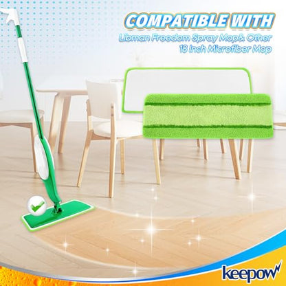 Libman 2 Pack Freedom Spray Mop Pad Refill, 16 in Microfiber Reusable Floor Cleaning Pad for Multi-Layer Floors - color: Green-2 Pack