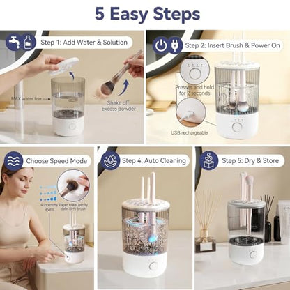 Electric Makeup Brush Cleaning Machine, Multi Functional Integrated Makeup Brushes Cleaner, One Click Start, Suitable for Various Makeup Brushes & Tools