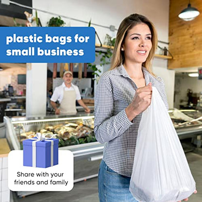 LimonLaviu Plastic Bags - 1000Pack (25 mic thickness) (11.5'x 6.5" x 21') with Handles - Small Business & Grocery Bags in Bulk - Heavy Duty, Unscented - size: 1000