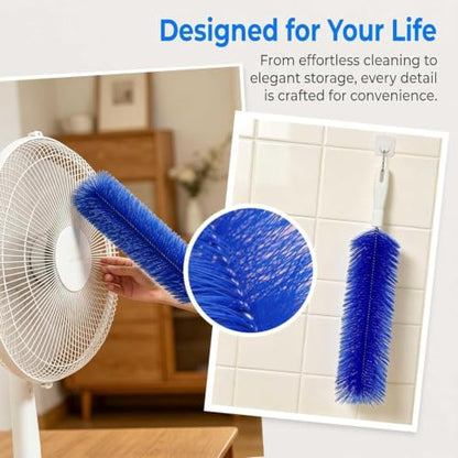 Multi-Purpose Dust Removal Brush, Bendable Microfiber Head, Reusable Dust Remover, 90° Flexible Ceiling & Fan Dust Magnet, Fan Cleaning Brush (2pcs-Blue) - color: 2pcs-blue
