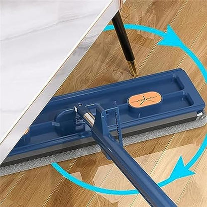 Large Flat Mop - 360° Rotating Mop with Dewatering Scraper, Djustable Stainless Steel Long Handle with 2 Microfiber Pads 12027(54" White,+4 Pads) - color: 54" White, size: +4 Pads