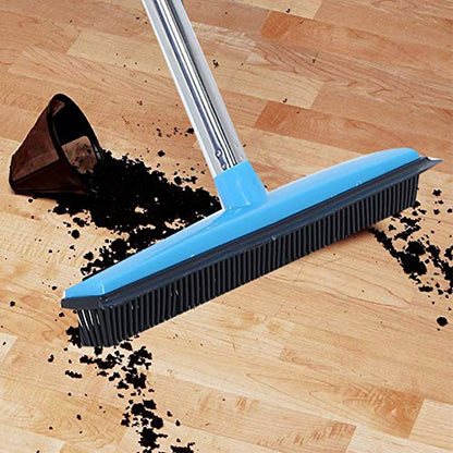 Carpet Rake for Pet Hair Removal, Rubber Broom Cleaning Brush, Telescopic Floor Broom, Pink, Adjustable Length - Multi - Functional, Non - Stick Hair Removal, Ideal for Home and (Blue) - color: Blue