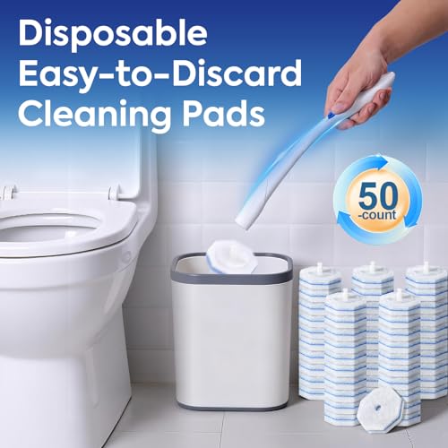 50 Pcs Disposable Toilet Cleaner Refill Pads, Universal Toilet Bowl Brush Replacement Heads, Durable Deep Cleaning Refills, Fresh Scent Bathroom Cleaning Supplies - size: 1 Count (Pack of 50)