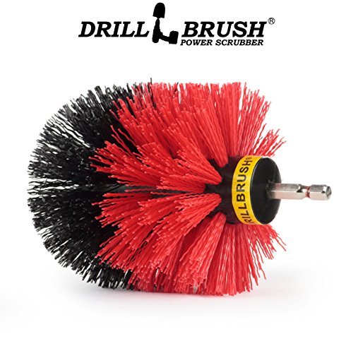 Outdoor Cleaning Supplies - Garden Scrubbing Tool - Patio Scrubbing Brush - Deck Cleaning - Bird Bath Cleaner - Garden Statues - Concrete Scrub Brush - Headstone Restoration Kit - color: Stiff-red