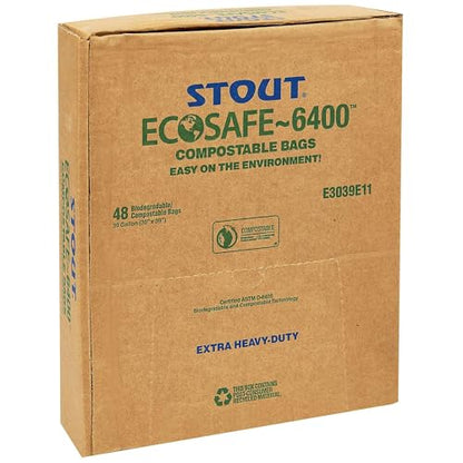 Stout by Envision Compostable Trash Bags, 13 Gallon 24" x 30", 45 Bags Per Case, ASTM6400, Green Bags, Made in America (E2430E85)