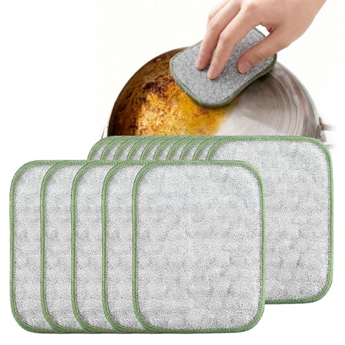 2026 New Multipurpose Wire Dishwashing Rags, Double Layer Metal Scrubbing Pads, Non-Scratch Reusable Cleaning Cloths for Kitchen, Pots, Pans, Sinks, Wet and Dry Use (15Pcs) - color: 15pcs