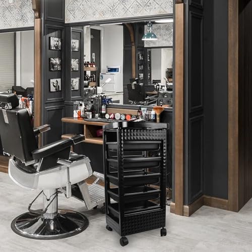 Roixeeds Salon Trolley Cart with Wheels and 5 Drawers, Salon Rolling Cart for Hair Stylist