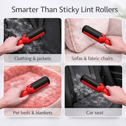Pet Hair Remover Roller- Pet Hair Removal Tool with Strong Grip for Effortless Cleaning- Pet Hair Roller Lifts Fur from Clothes, Furniture & Car- Keep Your Home Fur-Free with Easy Cat Hair Lint Roller - color: Red/Black