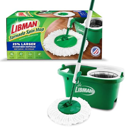 Libman Tornado Spin Mop System | Mop and Bucket with Wringer Set | Mops for Floor Cleaning | 1 Mop Head Included - style: Spin Mop