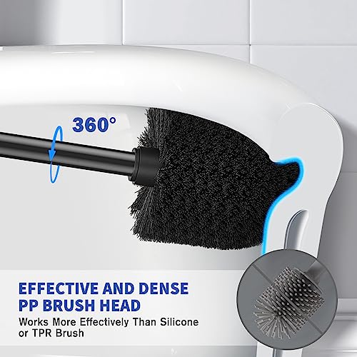 Toilet Brush and Holder, Toilet Brush Stainless Steel, Toilet Bowl Brush for Bathroom Toilet-Ergonomic, Elegant,Durable (Black) - color: Black